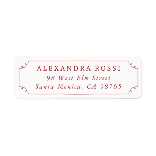 手お洒落引き枠差出人住所 ラベル (正面)