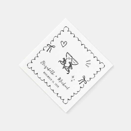 手お洒落引き波の結婚枠 スタンダードカクテルナプキン (角)