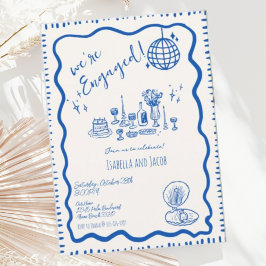 手お洒落引き波予測できな婚約パーティ 招待状