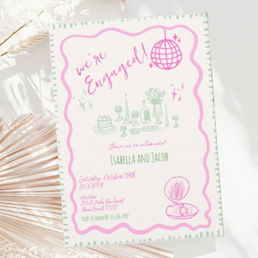 手お洒落引き波予測できな婚約パーティ 招待状