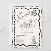 手お洒落引き波予測できな婚約パーティ 招待状 (正面)