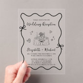 手お洒落引き波型フレーム結婚式レセプション アクリル招待状 (インサイチュ (ポータブル))