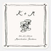 手お洒落引き結婚の音 スクエアシール (正面)