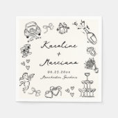 手お洒落引き結婚の音 スタンダードカクテルナプキン (正面)