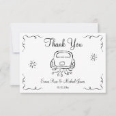 手お洒落引き結婚の サンキューカード (正面)