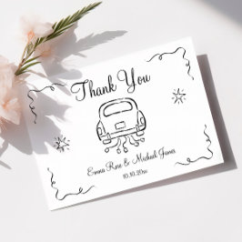 手お洒落引き結婚の サンキューカード