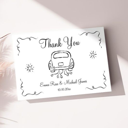 手お洒落引き結婚の サンキューカード