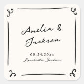 手お洒落引き結婚の スクエアシール (正面)