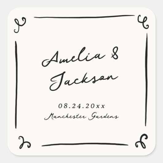 手お洒落引き結婚の スクエアシール (正面)