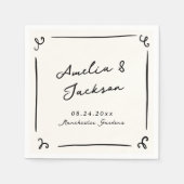 手お洒落引き結婚の スタンダードカクテルナプキン (正面)