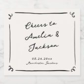 手お洒落引き結婚の スパークリングワインラベル (シングルラベル)