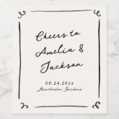 手お洒落引き結婚の ワインラベル (シングルラベル)