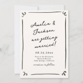 手お洒落引き結婚の 招待状 (正面)