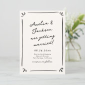 手お洒落引き結婚の 招待状 (スタンド正面)