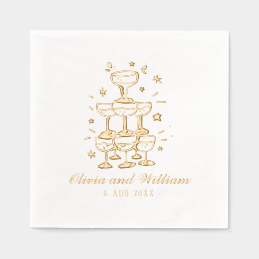手お洒落引き結婚の 箔ナプキン (正面)