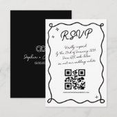 手お洒落引き結婚のQRコードが親切に反応 出欠カード (正面/裏面)