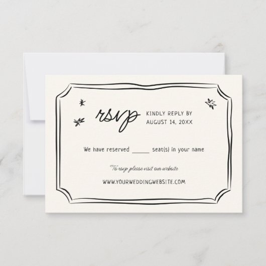 手お洒落引き結婚のRSVP予測できなカード 出欠カード (正面)