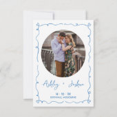 手お洒落引き結婚式の日付カードを保存 サンキューカード (裏面)