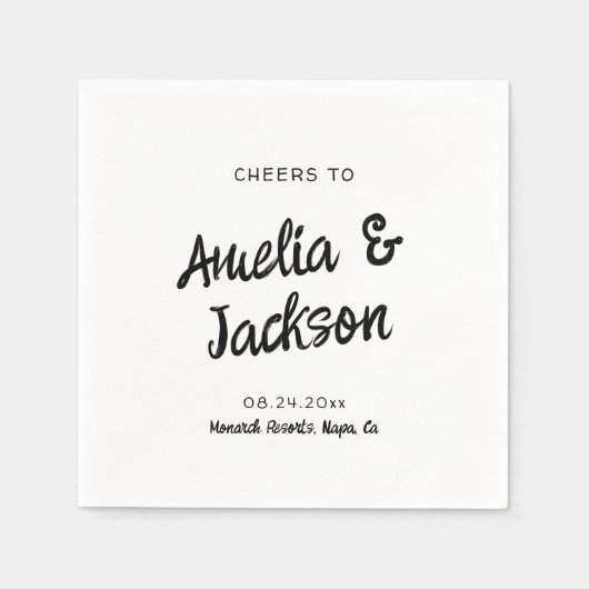 手お洒落引き結婚式招待状 スタンダードカクテルナプキン (正面)