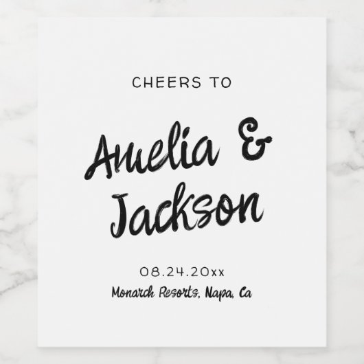 手お洒落引き結婚式招待状 ワインラベル (シングルラベル)