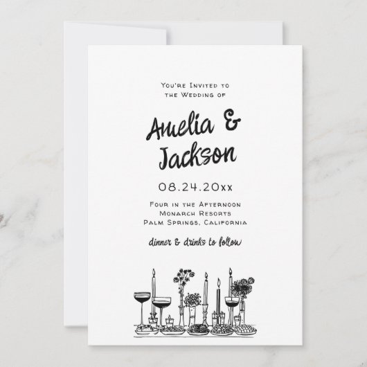 手お洒落引き結婚式招待状 招待状 (正面)