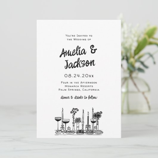 手お洒落引き結婚式招待状 招待状 (スタンド正面)