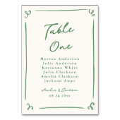 手お洒落引き緑のテーブルカード テーブルナンバー (裏面)