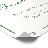 手お洒落引き緑の好意 ポスター (角)