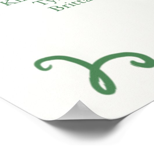 手お洒落引き緑の座席表15表 ポスター (角)