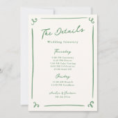 手お洒落引き緑の結婚詳細 招待状 (正面)