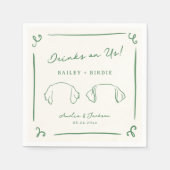 手お洒落引き緑結婚の犬の耳 スタンダードカクテルナプキン (正面)