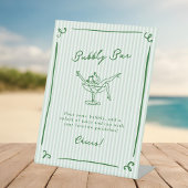 手お洒落引き緑色の泡立ちバー 台座サイン