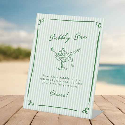 手お洒落引き緑色の泡立ちバー 台座サイン