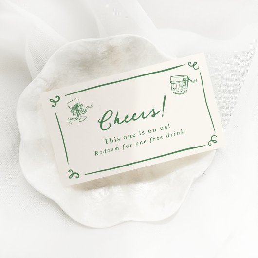 手お洒落引き緑飲料チケット エンクロージャーカード