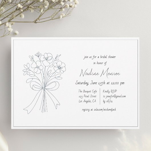 手お洒落引き花と弓ブライダルシャワー 招待状