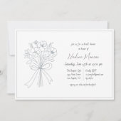 手お洒落引き花と弓ブライダルシャワー 招待状 (正面)