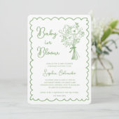 手お洒落引き花束ベビー開花 招待状 (スタンド正面)