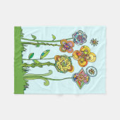 手お洒落引き花 フリースブランケット (正面(横))