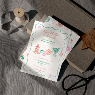 手お洒落引き茶パーティーブライダルシャワー 招待状