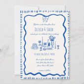 手お洒落引き落書きボイ結婚ブ 招待状 (正面)