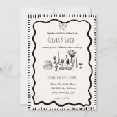 手お洒落引き落書きボイ結婚ブ 招待状 (正面)