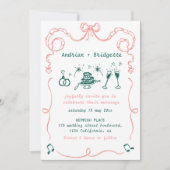 手お洒落引き落書きボー結婚ズ 招待状 (正面)