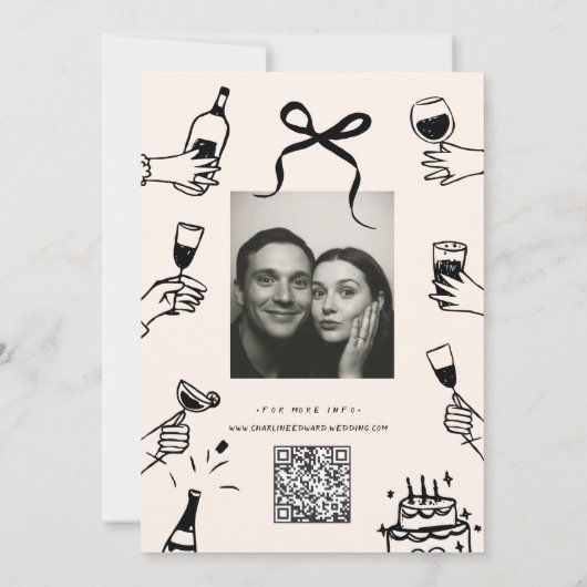 手お洒落引き落書き結婚式招待状 招待状 (裏面)