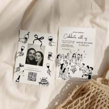 手お洒落引き落書き結婚式招待状