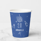 手お洒落引き誕生日ドリンクパーティー青 紙コップ (裏面)