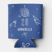 手お洒落引き誕生日ドリンクパーティー青 缶クーラー (正面)