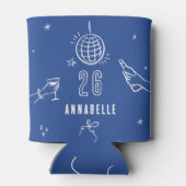 手お洒落引き誕生日ドリンクパーティー青 缶クーラー (裏面)