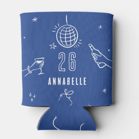 手お洒落引き誕生日ドリンクパーティー青 缶クーラー (裏面)