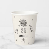 手お洒落引き誕生日ドリンクパーティー 紙コップ (裏面)