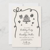 手お洒落引き誕生日パーティー 招待状 (正面)